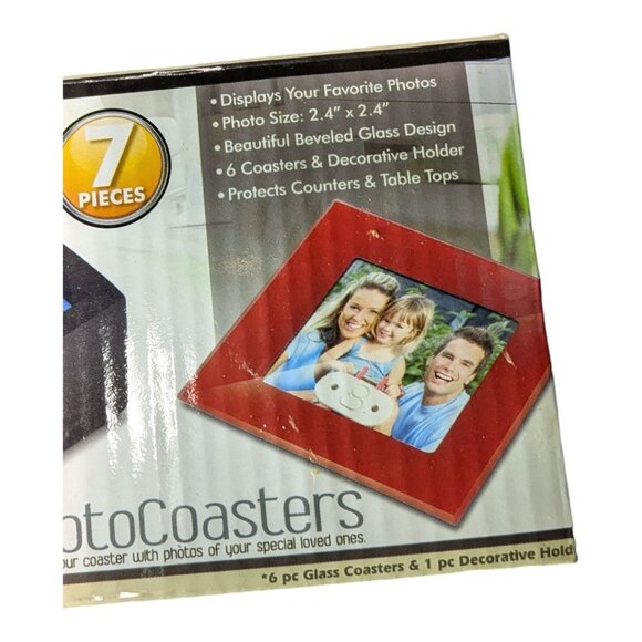 NEW Treasure IT 7 Piece Photo 4"x4" Coasters Rainbow Colors Beveled Glass Design - Picture 7 of 8